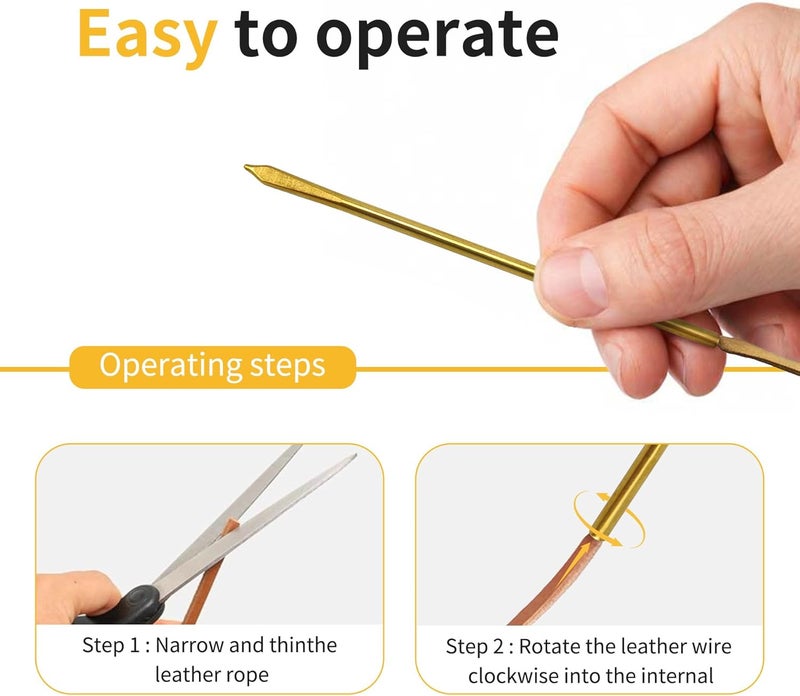 MateIJS 2pcs Brass Shoe Lace Needles, Long Jumbo Leather Sewing Needles with Prong Steel Tips for Leathercraft & Manual Lacing Threading (2 Pieces) - Image 4